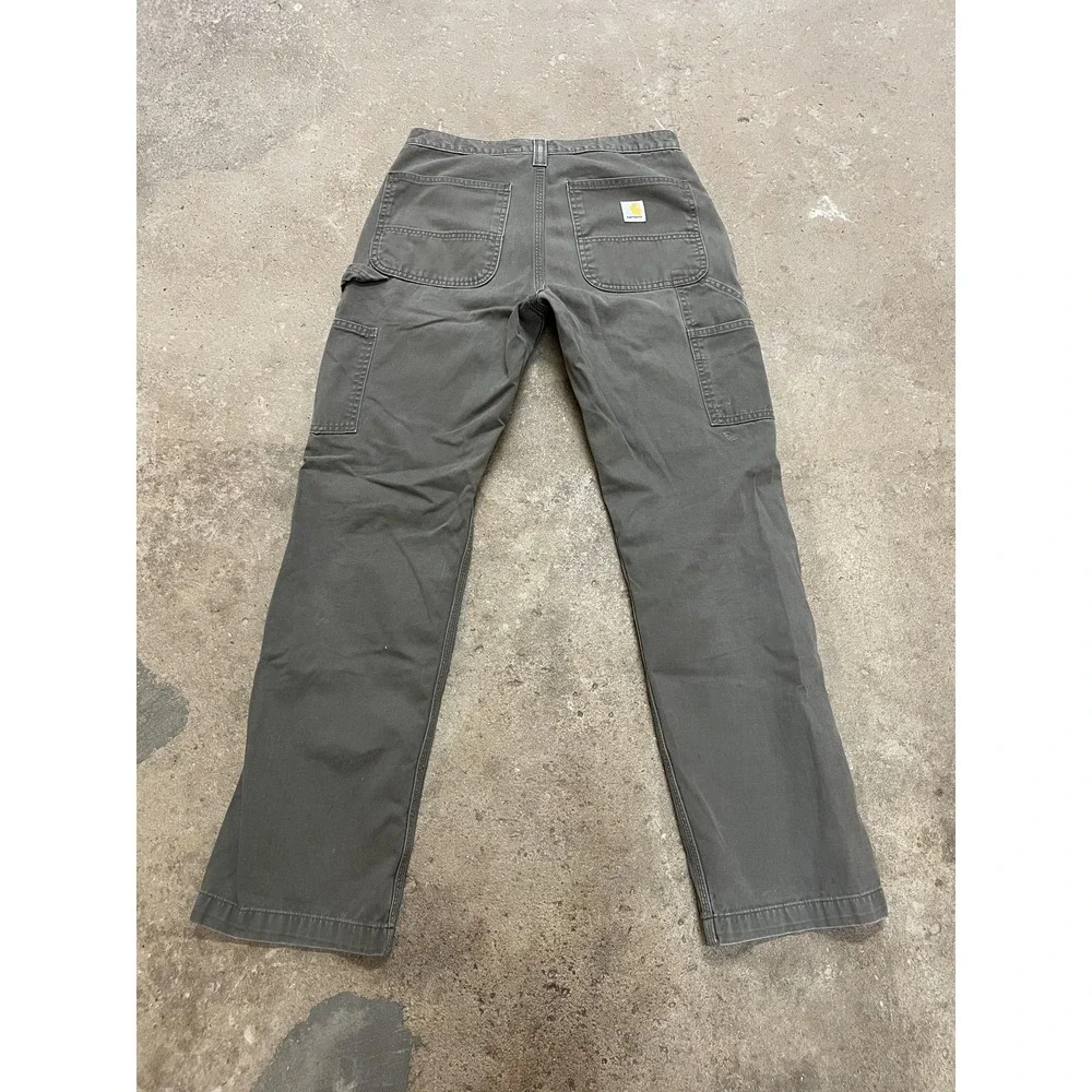 Carhartt Pants Mens 31x32 Gray Relaxed Fit Canvas Carpenter Work B324‎ DFE